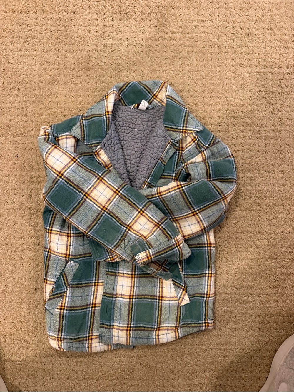 Tea large Green Plaid Sherpa-Lined Jacket